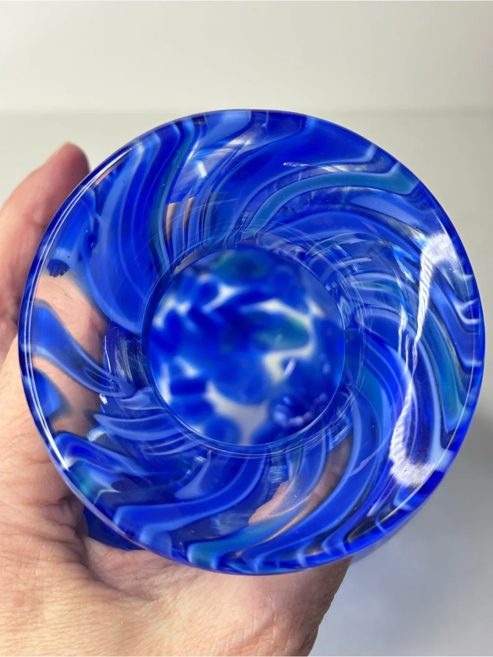 Murano Style Cobalt Blue Green Swirl Art Glass Vase‎ Pier1